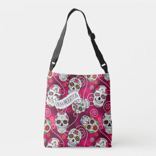 Bolsa Ajustável Sugar Skulls and Swirls Rosa Red ID725