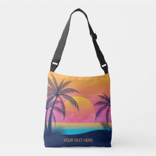 Bolsa Ajustável Sunset da Ilha Tropical de Texto Personalizado