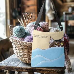 Bolsa Ajustável Tabby Cat Peeking Blue Funny