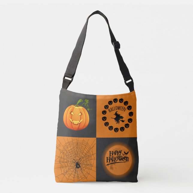 Bolsa Ajustável Tabuleiro de Xadrez de Halloween (Frente)