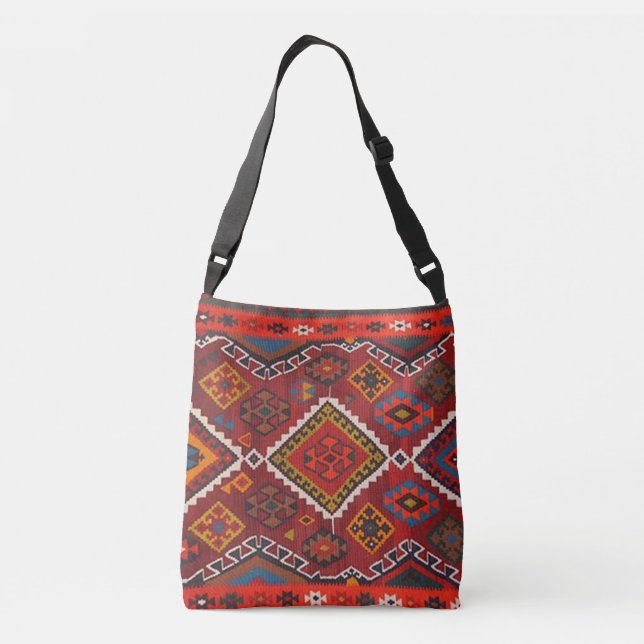 Bolsa Ajustável Tapete Turco Persa Vermelho Oriental (Verso)