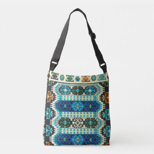 Bolsa Ajustável Tapete Vintage Oriental Turco Persa Azul Verde