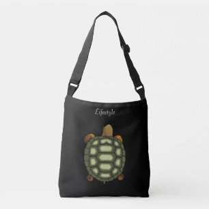 Bolsa Ajustável Tartaruga Verde Bonita em Preto