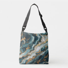 Bolsa Ajustável Teal Green E Dourado Marble