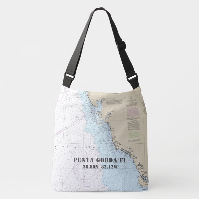 Bolsa Ajustável Tema Náutico de Longitude do Punta Gorda FL Latitu (Frente)