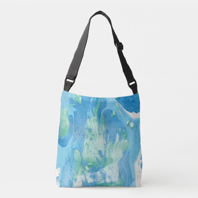 Bolsa Ajustável Tendência Moderna Abstrato Modelo Azul Branco Verd (Frente)