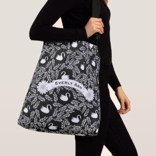 Bolsa Ajustável Teste padrão preto e branco da cisne