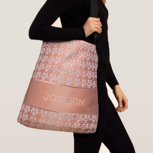 Bolsa Ajustável teste padrão retro floral do inclinação. Nome