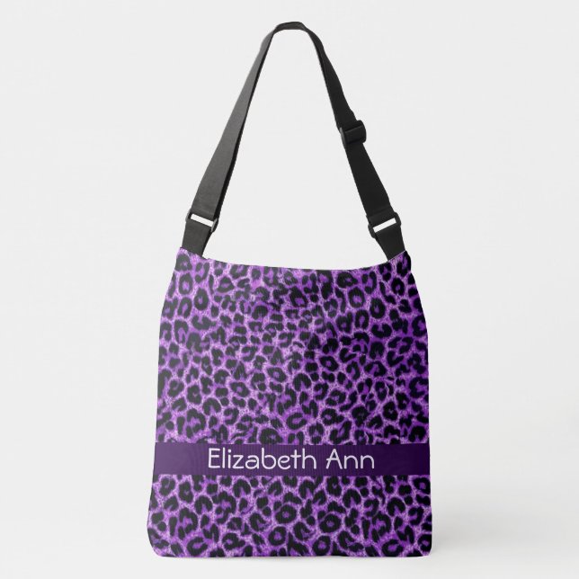 Bolsa Ajustável Teste padrão roxo personalizado do leopardo (Frente)