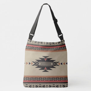 Bolsa Ajustável Teste padrão tecido tribal nativo nos marrons,