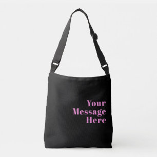 Bolsa Ajustável Texto Editável Retro-Moderno   Preto e Rosa