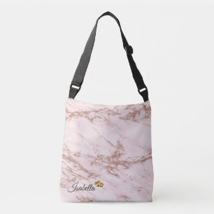 Bolsa Ajustável Texto para Adicionar Rosa de Mármaco Leve do Luxur