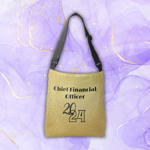 Bolsa Ajustável Texto preto sobre ouro - monograma  