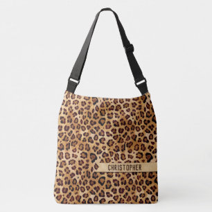 Bolsa Ajustável Texto Rústico: Leopard Print Add Name