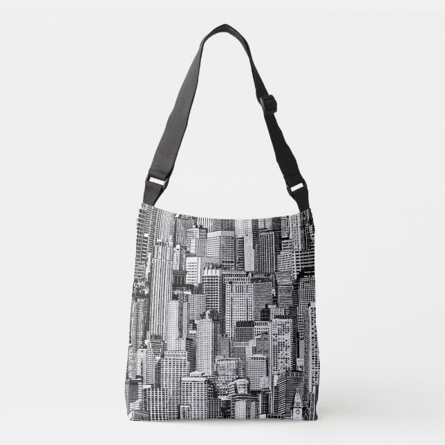 Bolsa Ajustável Textura Isométrica de Cidade do Skyscraper (Frente)