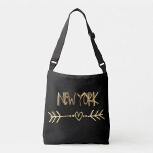 Bolsa Ajustável Tipografia Dourada de Nova York, Elegante de Cidad