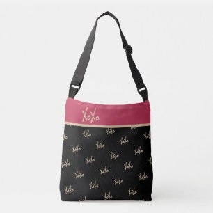 Bolsa Ajustável Tipografia Dourada negra XOXO