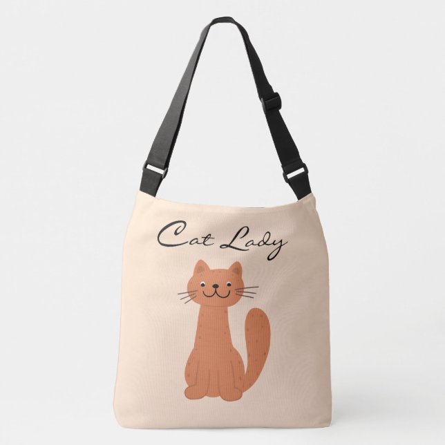 Bolsa Ajustável Tipografia Simples Senhora Gato Fofa (Frente)