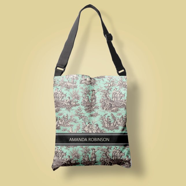 Bolsa Ajustável Tóile de jouy, preto, dintage (Criador carregado)