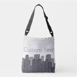 Bolsa Ajustável Tonalidades de Cinza da Paisagem Urbana com Texto