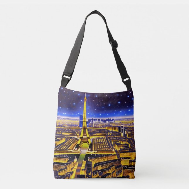 Bolsa Ajustável Torre Eiffel e Paris sob as Estrelas (Frente)