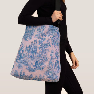 Bolsa Ajustável Torre francesa de jouy azul e rosa elegante