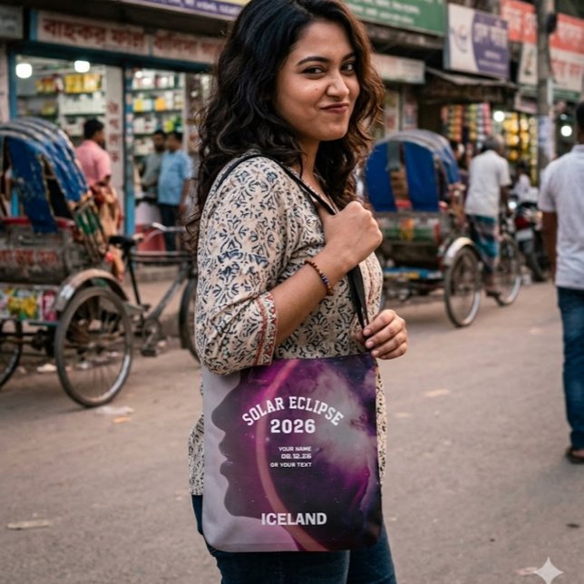 Bolsa Ajustável Total solar eclipse August 2026 text personalized (Criador carregado)