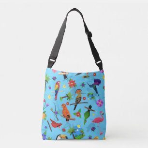 Bolsa Ajustável Toucan Flamingo E Arara - Padrão De Aves Sem Costu