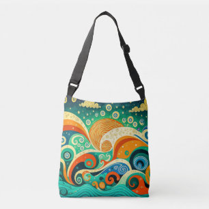 Bolsa Ajustável Trabalho de arte de Ondas Hippie Coloridas abstrat