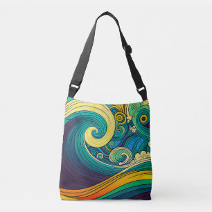 Bolsa Ajustável Trabalho de arte de Ondas Hippie Coloridas abstrat