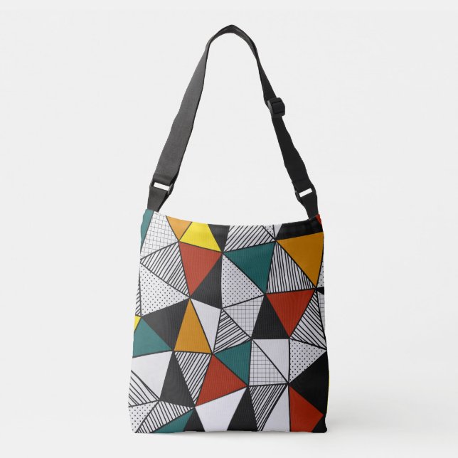 Bolsa Ajustável triângulos coloridos padrão geométrico (Frente)