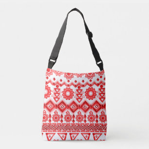 Bolsa Ajustável Tribal vermelho, padrão étnico de aquarela.