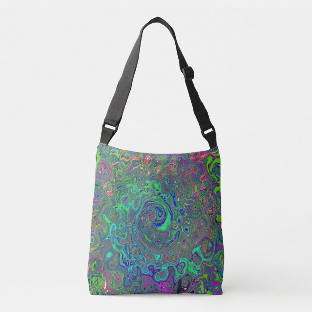 Bolsa Ajustável Trippy Chartreuse e Blue Retro Liquid Swirl (Frente)