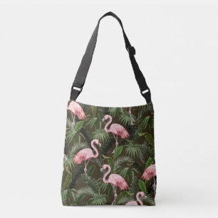 Bolsa Ajustável Tropical Flamingo Pattern: Folhas Vintage