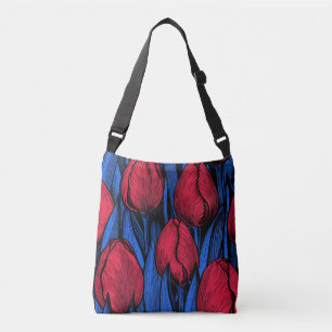 Bolsa Ajustável Tulipas em vermelho e azul