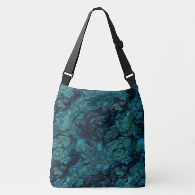 Bolsa Ajustável Turquesa e Abstrato de mármore azul (Frente)