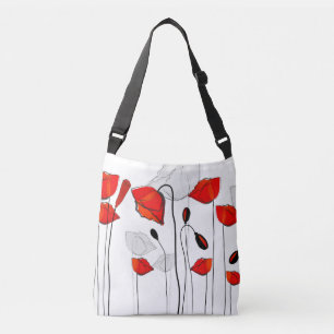 Bolsa Ajustável Uma fileira de papoilas vermelhas