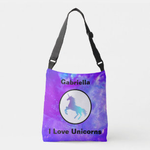 Bolsa Ajustável Unicorn Crossbody Bag - "I Love Unicorns"