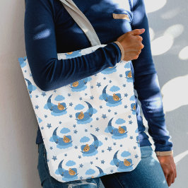 Bolsa Ajustável Urso Bebê Azul Em Nuvens E Estrelas