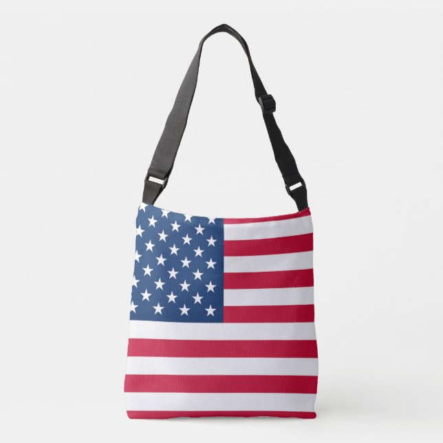 Bolsa Ajustável USA Flag Crossbody Bag - Patriótico (Frente)