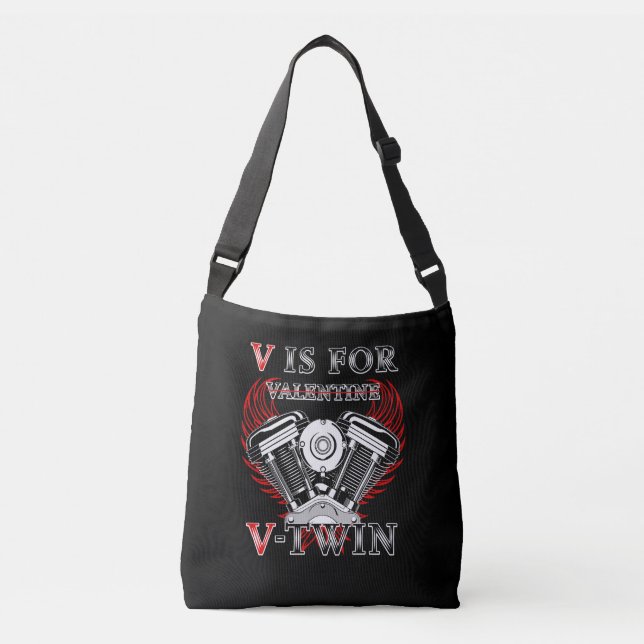 Bolsa Ajustável V is for Valentine, V-Twin Motorcycle. Biker (Frente)