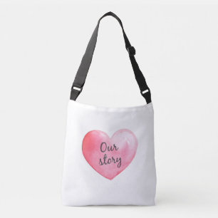 Bolsa Ajustável Valetine Watercolor coração com nossa história