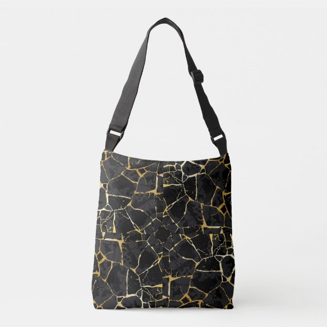 Bolsa Ajustável Veia Dourada Kintsugi Preto (Frente)