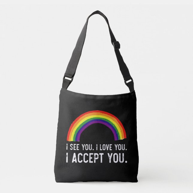 Bolsa Ajustável Vejo Que Te Amo Eu Aceito Sua Camisa Orgulho gay L (Frente)