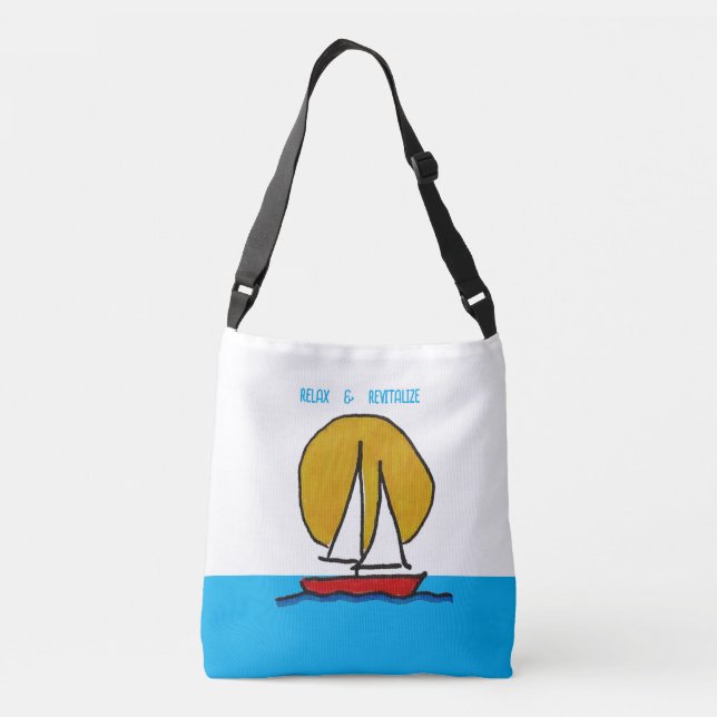 Bolsa Ajustável veleiro no fundo do Sol Branco e Azul (Verso)