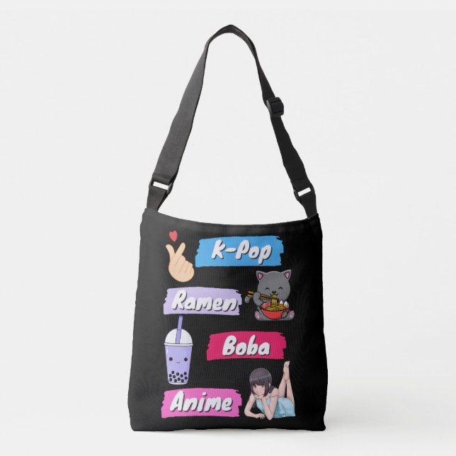 Bolsa Ajustável Ventilador da cultura de Pop, Pop, Ramen, Boba e A (Frente)