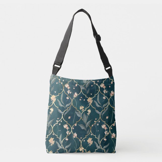 Bolsa Ajustável Verde e Dourado Floral (Frente)