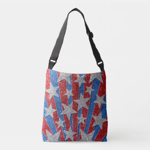 Bolsa Ajustável Vermelho Branco e Azul Brilho Estrelas Americanas 