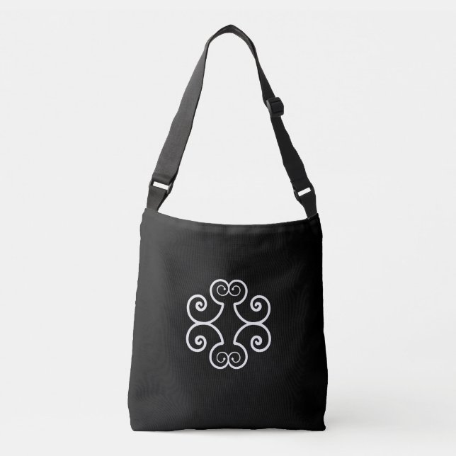 Bolsa Ajustável Vetor espiral branco em preto (Frente)
