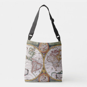 Bolsa Ajustável Vintage Antique World Map Beige